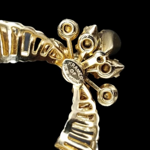 Vintage Kramer Jonquil Rhinestone Enamel Necklace - Picture 9 of 9